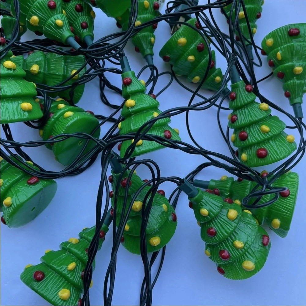 2 Sets Novelty Christmas Tree Blow Mold Plastic String Lights Strands